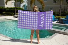 Load image into Gallery viewer, Gingham Personalized Preppy Beach Towel