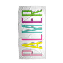 Load image into Gallery viewer, Multi-Colored Name Outline Personalized Beach Towel
