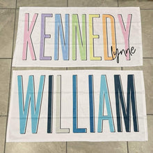 Load image into Gallery viewer, Multi-Colored Name Outline Personalized Beach Towel