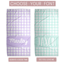 Load image into Gallery viewer, Gingham Personalized Preppy Beach Towel