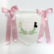 Load image into Gallery viewer, Dog Crest with Bows Baby Announcement Banner