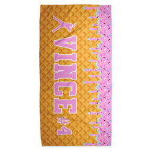 Load image into Gallery viewer, Boys Ice Cream Drip Baseball Personalized Beach Towel