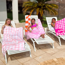 Load image into Gallery viewer, Gingham Personalized Preppy Beach Towel