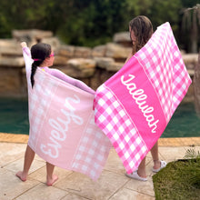 Load image into Gallery viewer, Gingham Personalized Preppy Beach Towel