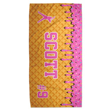 Load image into Gallery viewer, Boys Ice Cream Drip Baseball Personalized Beach Towel