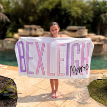 Load image into Gallery viewer, Multi-Colored Name Outline Personalized Beach Towel