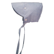 Load image into Gallery viewer, Blue Stripe Seersucker Bonnet