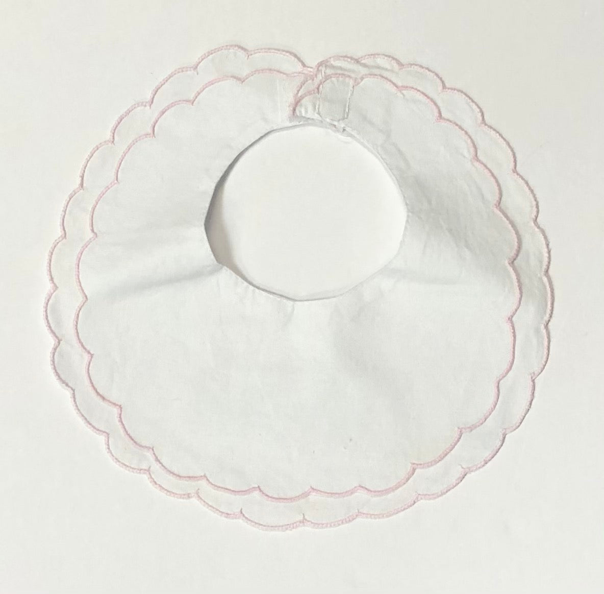 White Bib With Pink Trim
