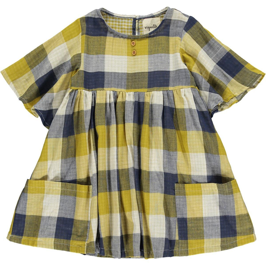 Girls Mustard Plaid Korin Dress