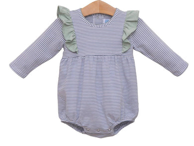 Girls Sage Green Stripe Madison Bubble