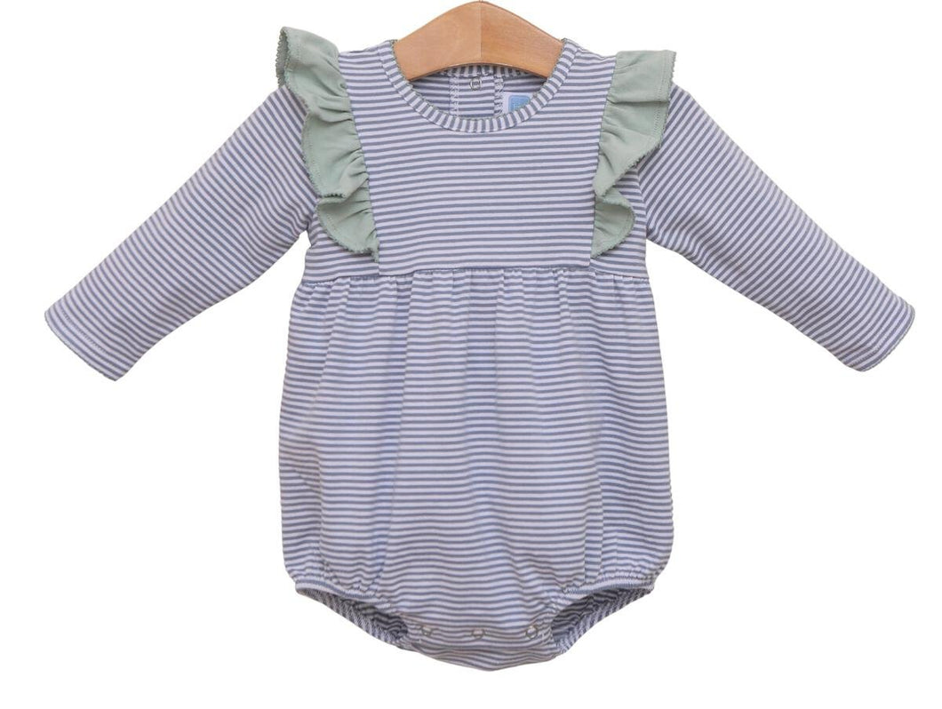 Girls Sage Green Stripe Madison Bubble