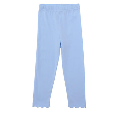 Girls Light Blue Scallop Leggings