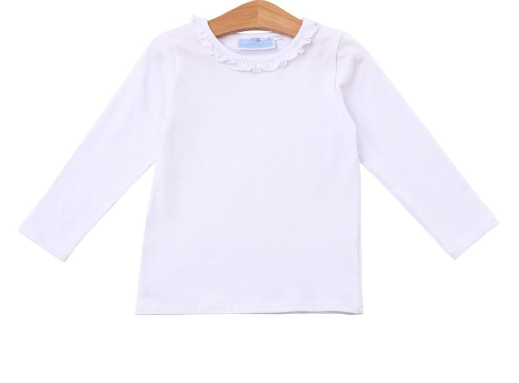 Girls White Vera Ruffle Top