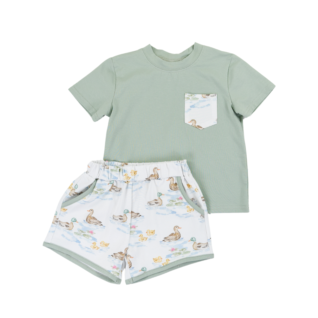 Boys Darling Ducks Pocket Short Set