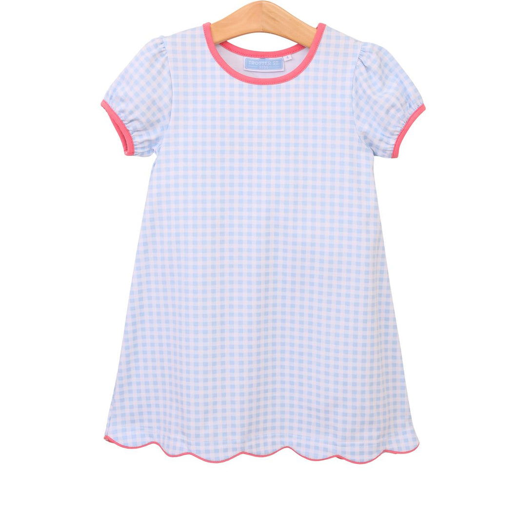 Girls Light Blue Gingham/Pink Cecilia Dress