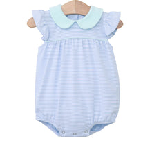 Load image into Gallery viewer, Girls Light Blue Stripe/Light Mint Genevieve Bubble