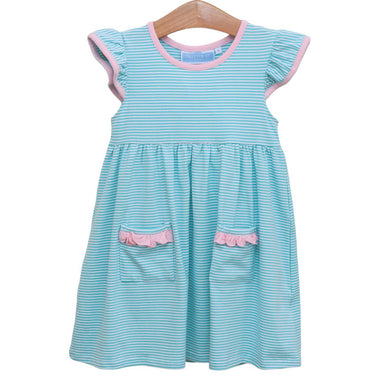 Girls Mint Stripe/Light Pink Lucy Dress