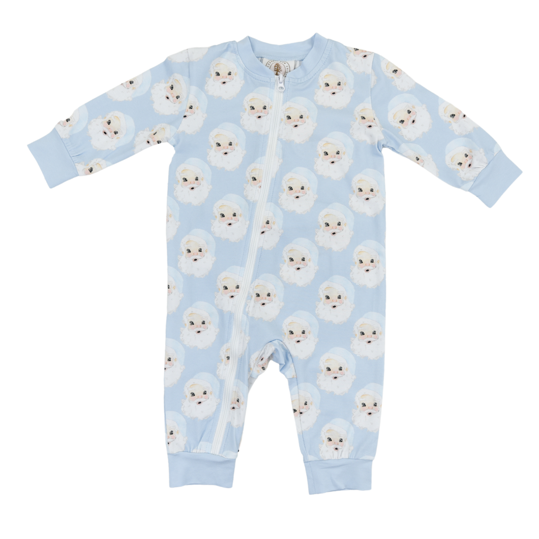 Boys Blue Santa Zipper Romper