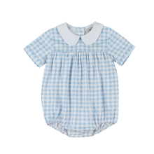 Load image into Gallery viewer, Boys Channing Classic Blue Gingham Bubble