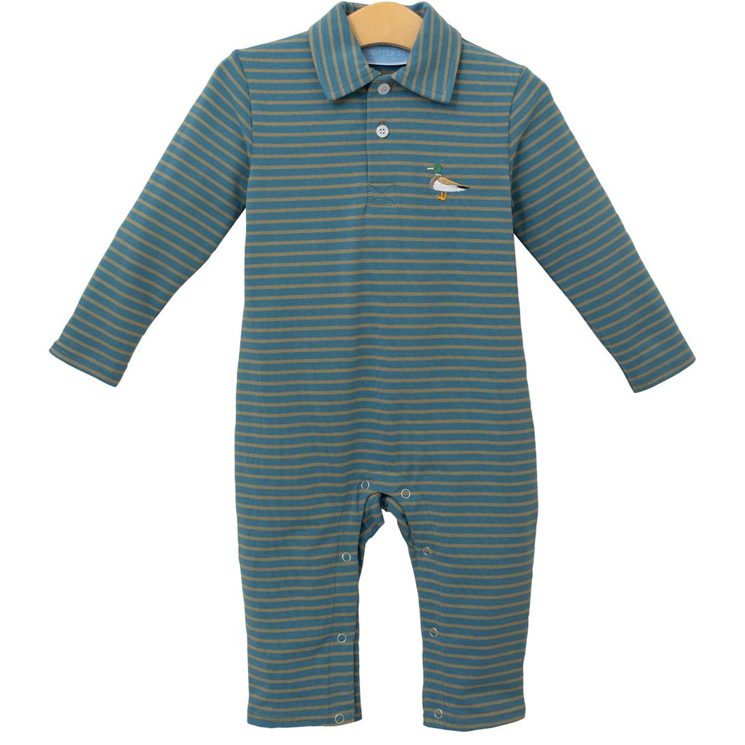 Boys Mallard Embroidery Polo Romper