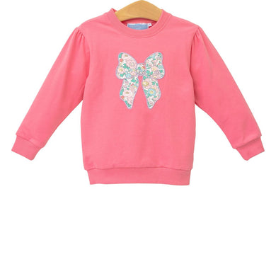 Girls Floral Bow French Terry Pullover