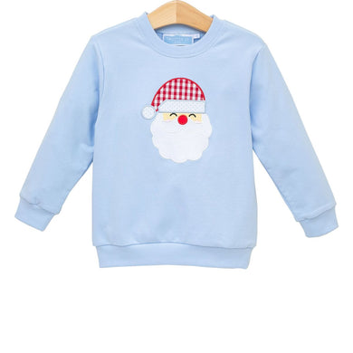 Boys Light Blue Santa Applique Pullover