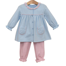 Load image into Gallery viewer, Girls Light Pink Microgingham Amelia Bloomer Pant Set