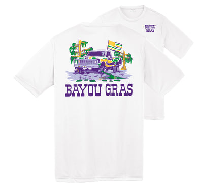 White S/S Dri-fit Mardi Gras Swamp Truck Shirt