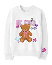 Load image into Gallery viewer, Girls Glitter Be Kind Teddy Oversized Sweatshirt
