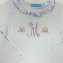 Load image into Gallery viewer, Girls White Vera Top with Lavender Ruffle