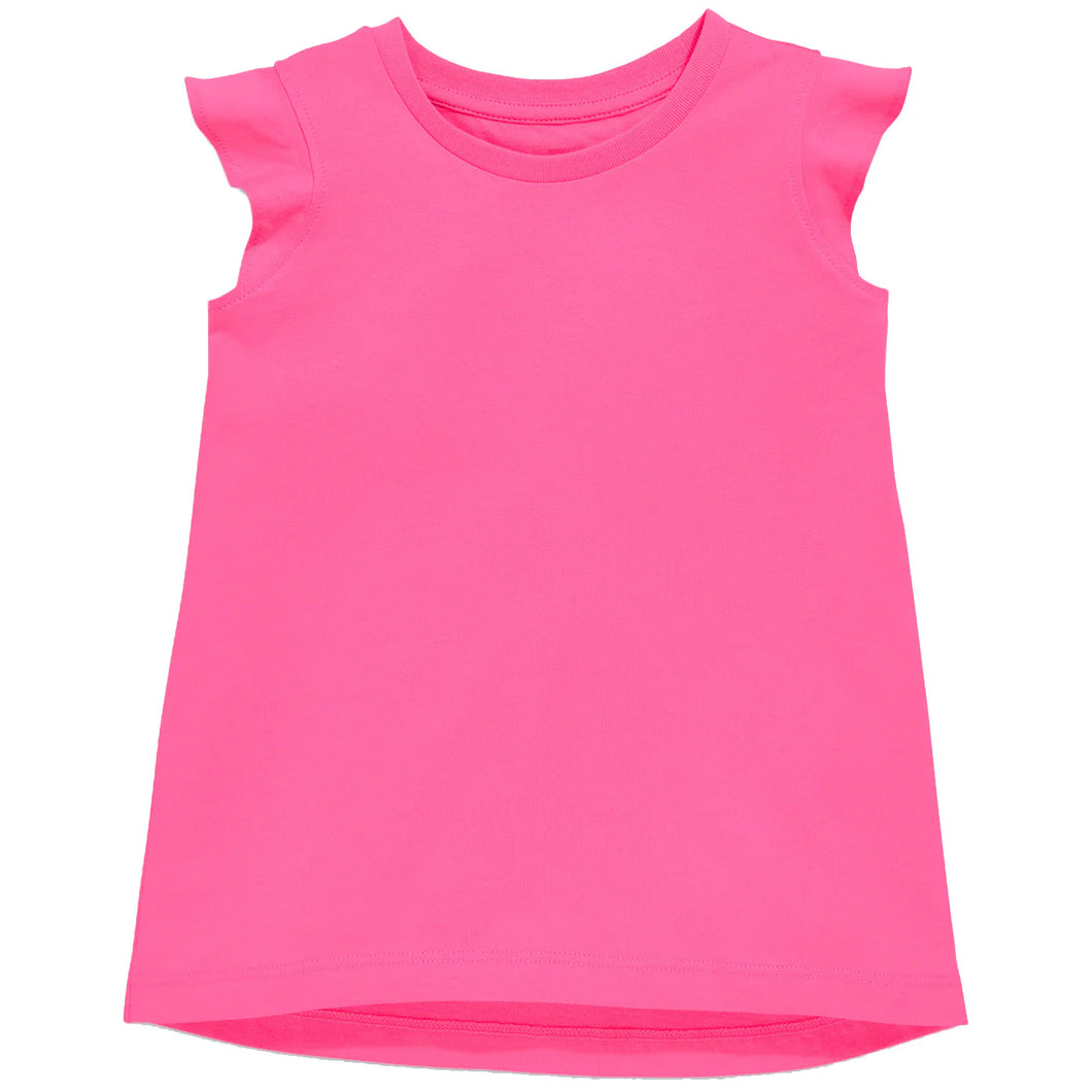 Girls Hot Pink Ruffle Tee