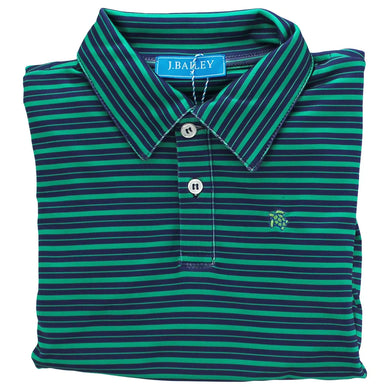 Boys L/S Performance Green/Navy Polo