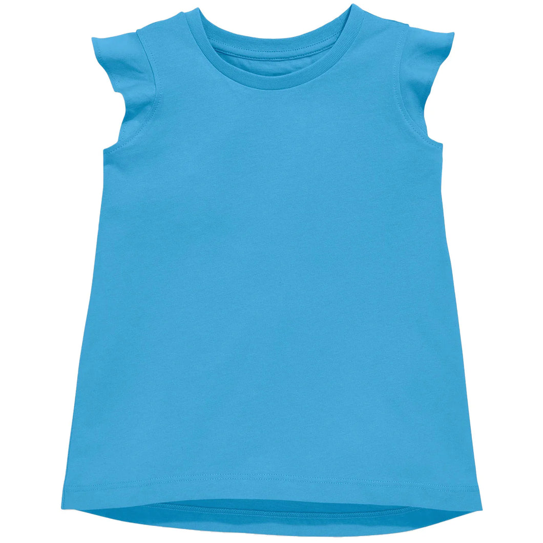 Girls Turquoise Ruffle Tee