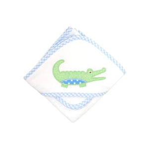 Blue Alligator Applique Hooded Towel Set