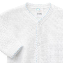 Load image into Gallery viewer, Paty Knit Footie with Blue Trim