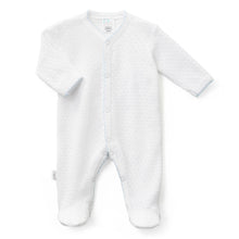 Load image into Gallery viewer, Paty Knit Footie with Blue Trim