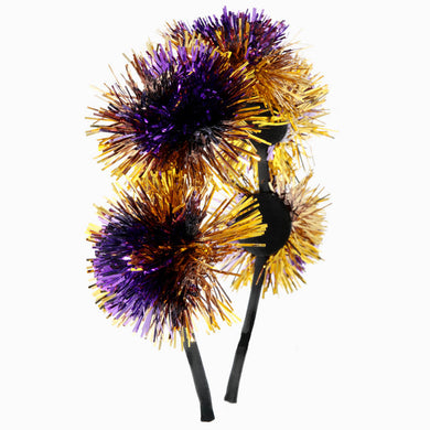Purple & Gold Pom Pom Tinsel Headband