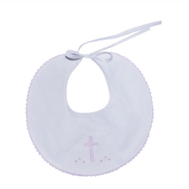 White Bib with Pink Cross