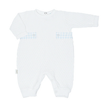 Load image into Gallery viewer, Long Sleeve Paty Romper with Blue Gingham Side Tabs