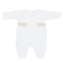 Load image into Gallery viewer, Long Sleeve Paty Romper with Blue Gingham Side Tabs