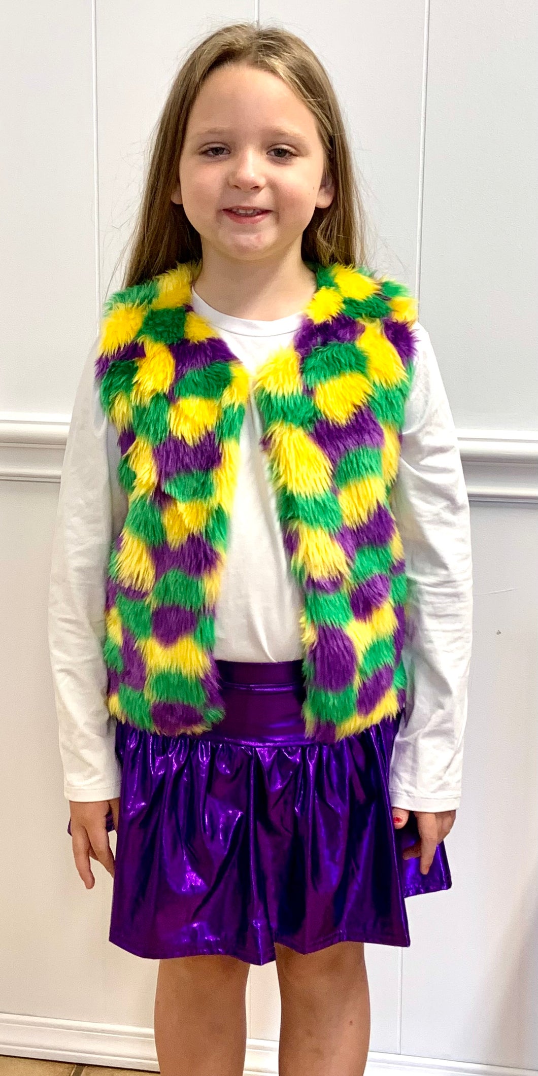 Mardi Gras Faux Fur Vest