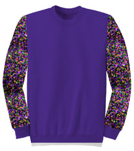 Load image into Gallery viewer, Purple Velvet Mardi Gras Sequin Sleeve Sweatshirt