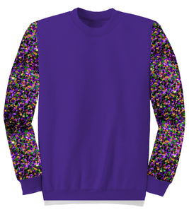 Purple Velvet Mardi Gras Sequin Sleeve Sweatshirt