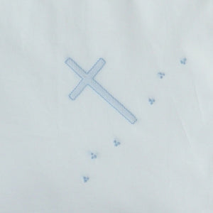 White Baby Blanket with Blue Cross