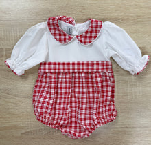 Load image into Gallery viewer, Girls White/Red Plaid Bubble