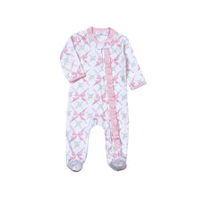 Load image into Gallery viewer, Pink Bows Pima Zipper Footie