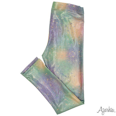 Girls Mardi Gras Shimmer Splatter Leggings
