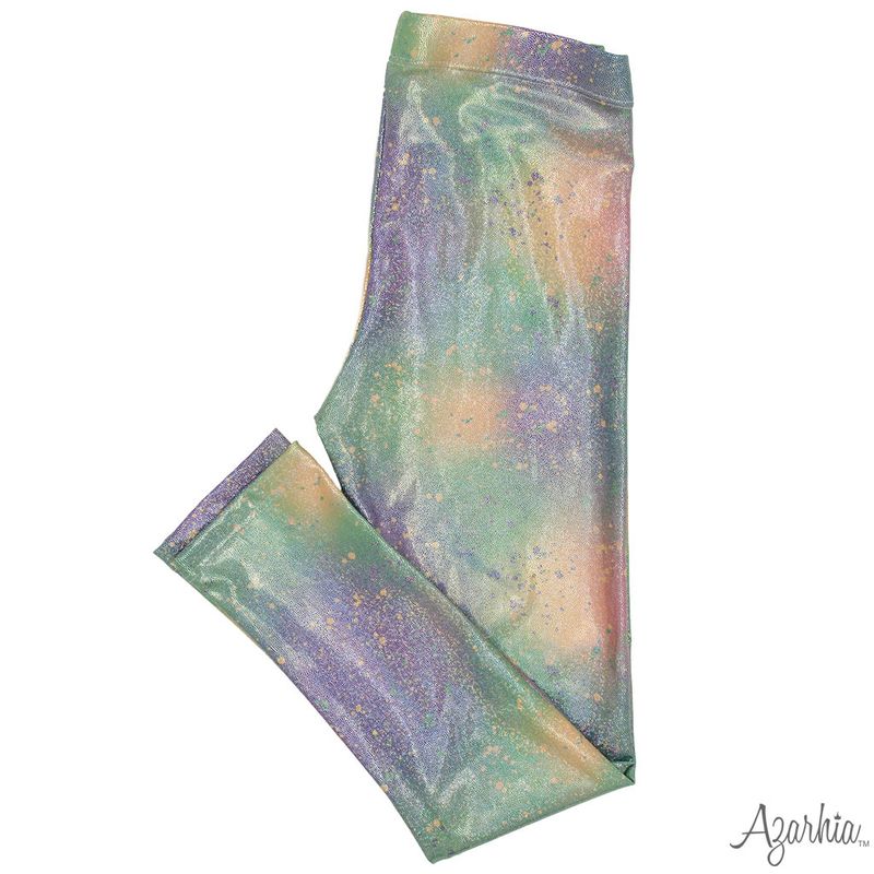 Girls Mardi Gras Shimmer Splatter Leggings