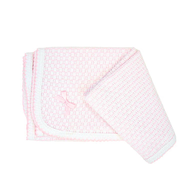 Pink Pinstripe Receiving Blanket w/ Bow
