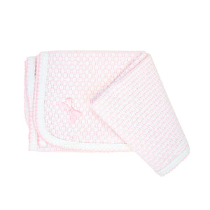 Pink Pinstripe Receiving Blanket w/ Bow